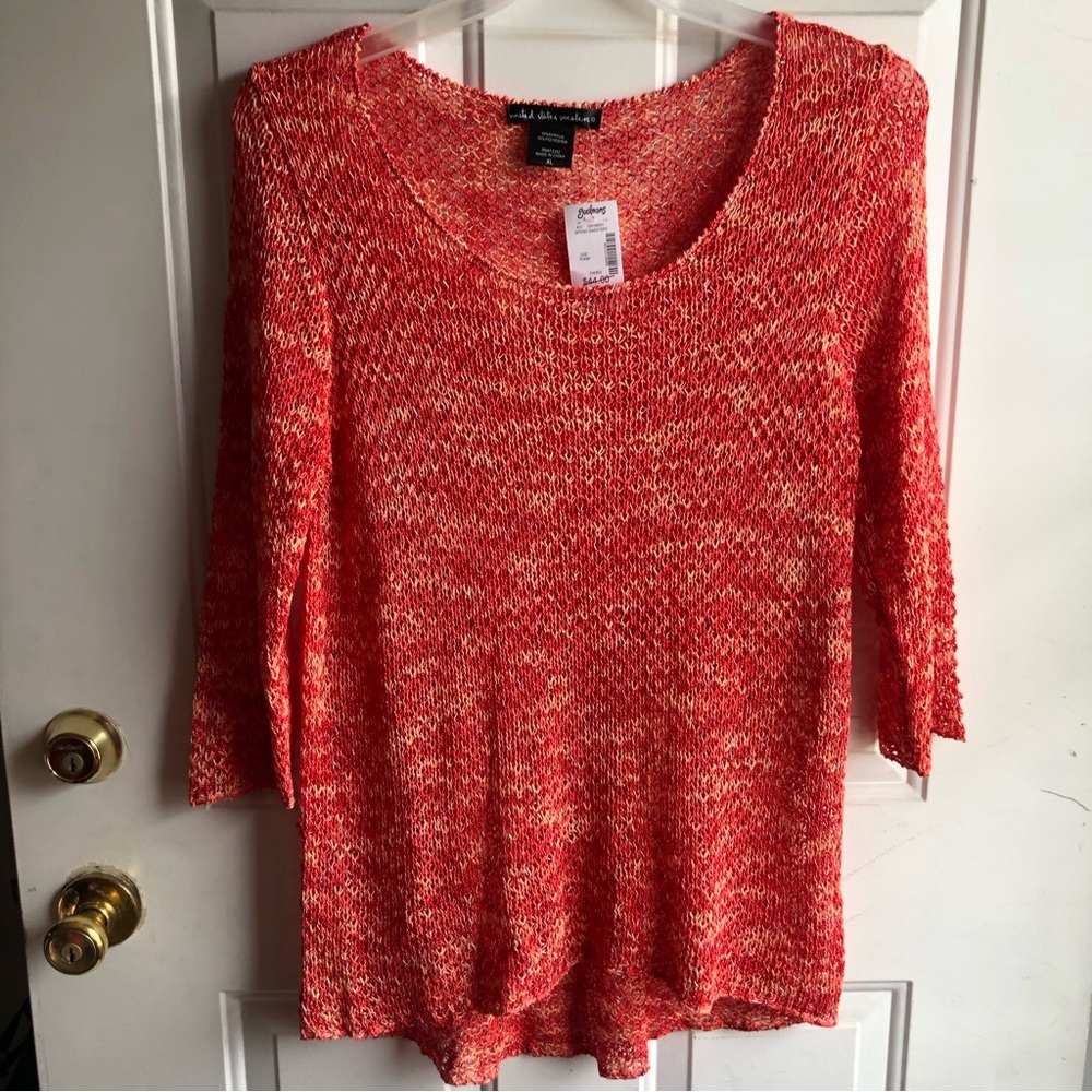 NWT women’s orange red knit 3/4 sleeve sweater size XL